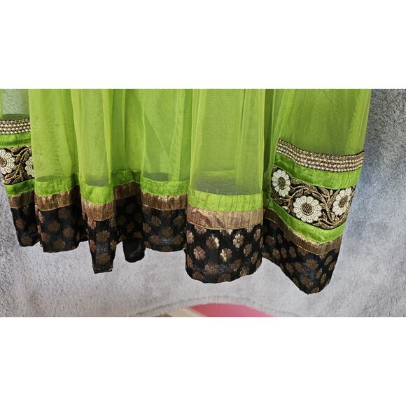 Indian Bollywood Dress Salwar Kameez Hippie Boho Festival Green Med 36 + Sleeves - Picture 7 of 7